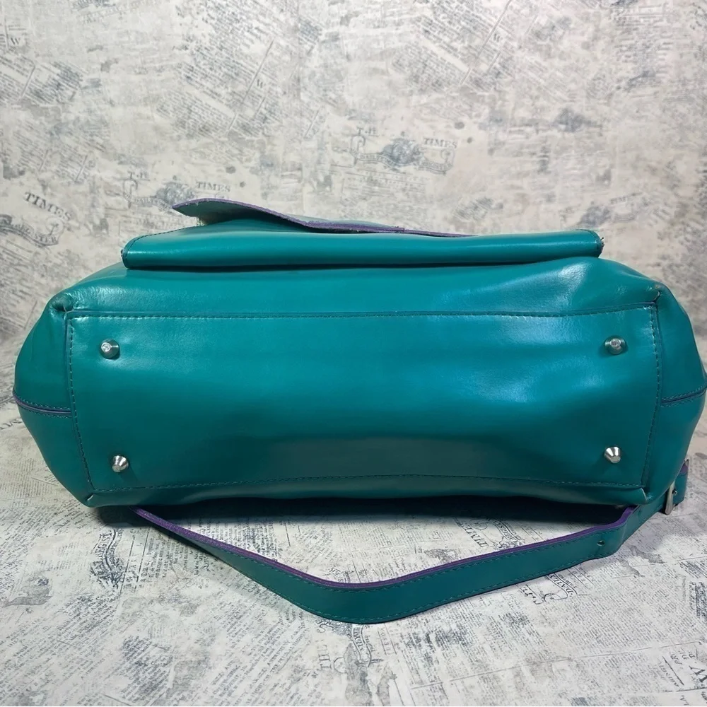 Nardelli Made in Italy Green Leather Large Tote Shoulder Work Bag